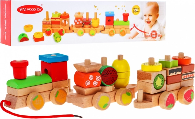 Holzlokomotive mit Sortierern für Kinder ab 3 Jahren