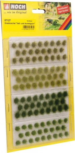 Noch Realistische Grasbüschel hellgrün und dunkelgrün, Set mit 104 Stück