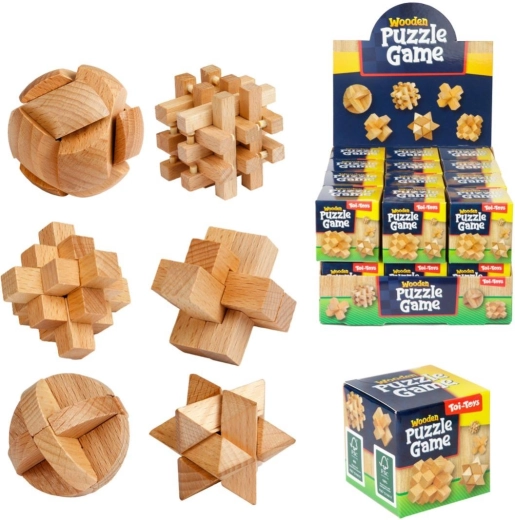 Holz-3D-Puzzles – Mix verschiedener Arten in Geschenkbox 5 × 5 cm