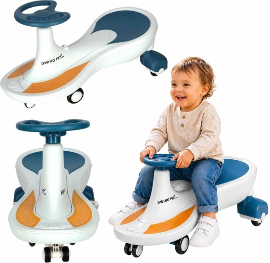 Kinder-Gravitationsrutscher Swing Fix S4 mit LED-Rädern und Musik, blau-weiß