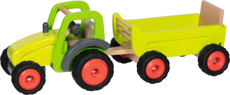 Holztraktor mit Anhänger Goki Premium