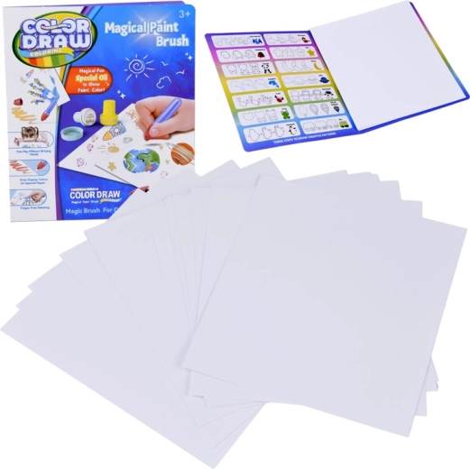 Papier für magisches Malen COLOR DRAW – Ersatzset mit 18 Blättern und LED-Pinsel