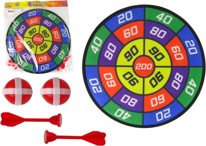 Geschicklichkeitsspiel Dart mit Zielscheibe und Klettverschlussbällen