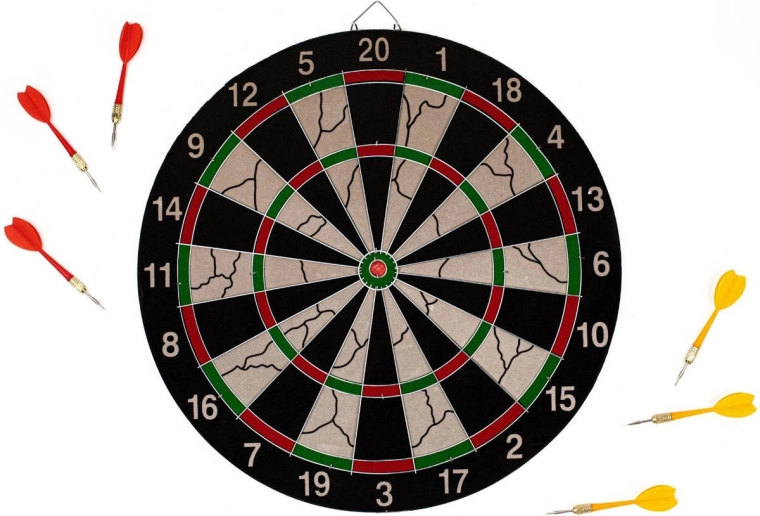 Acra Hänge-Dartscheibe mit Metallrahmen 17" (aktive Fläche 40 cm) + 6 Darts