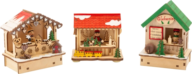 Small Foot Set aus beleuchteten hölzernen Weihnachtsständen