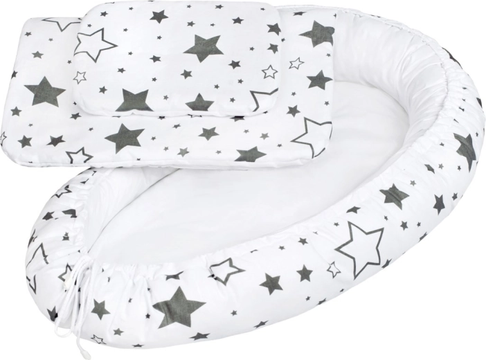 Luxuriöses Babynestchen mit Bettdecke für Baby New Baby graue Sterne