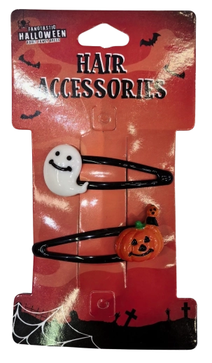 Halloween-Haarspangen Geist und Kürbis – 2 Stk.