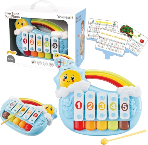 Musikalisches Baby-Klavier Sonnenstrahl, fünf Töne – blau