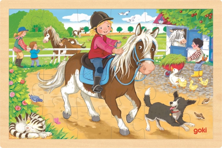 Holzpuzzle Bauernhof mit Ponys Goki