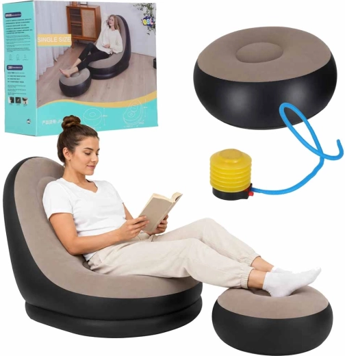 Aufblasbarer Relaxsessel mit Fußhocker und Fußpumpe