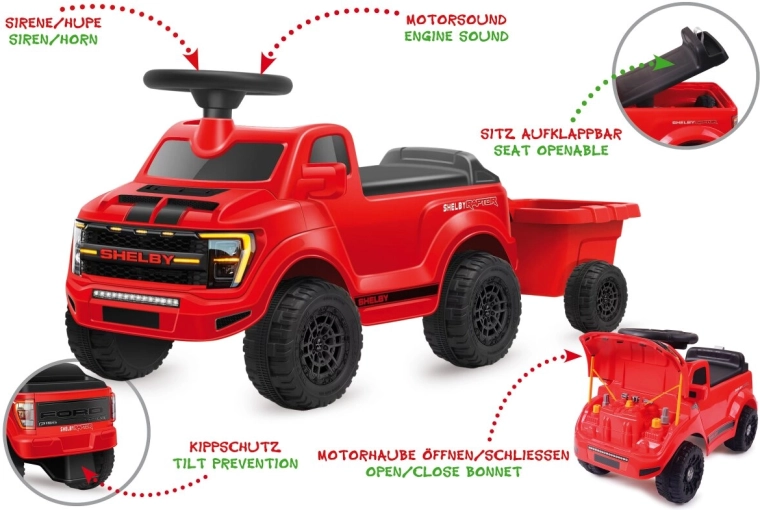Rutschfahrzeug JAMARA Shelby Ford F-150 Raptor mit Anhänger, rot