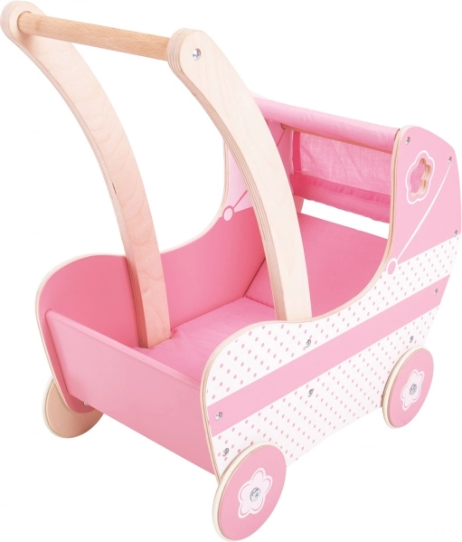 Holzpuppenwagen in Rosa