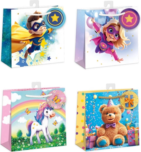 Argus Papier-Geschenktüte 16 x 16 x 7,5 cm, Motivmix - 1 Stück