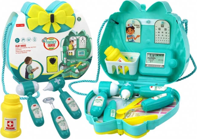 Ärztliches Set für Kinder in Türkisfarbener Handtasche