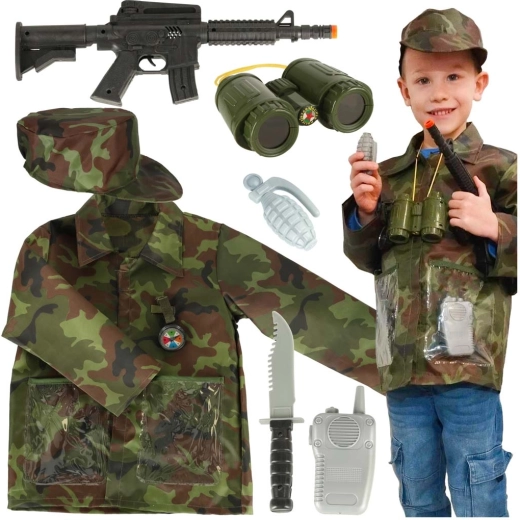 Kinder-Karnevalskostüm Soldat mit Zubehör für Kinder von 3–8 Jahren