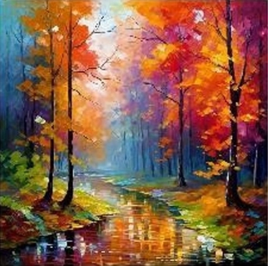 NORIMPEX Malen nach Zahlen Fluss im Herbstwald 40 × 50 cm