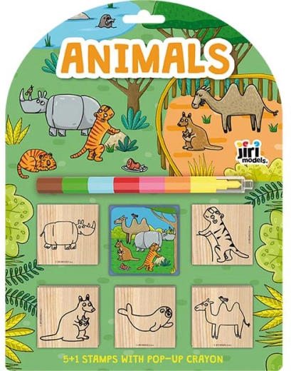 Stempelset Tiere mit Wachsmalstift