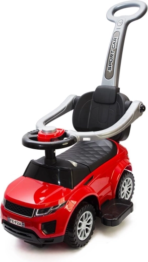 Kinder-Rutschauto 2-in-1 mit Hupe und Schiebestange – rot
