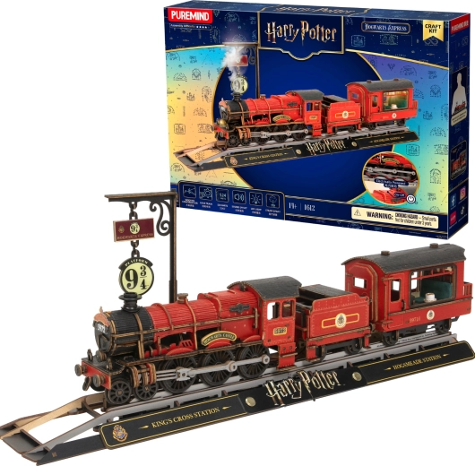 Puremind Harry Potter Holz-3D-Modell des Zuges Hogwarts Express mit Licht und Sound