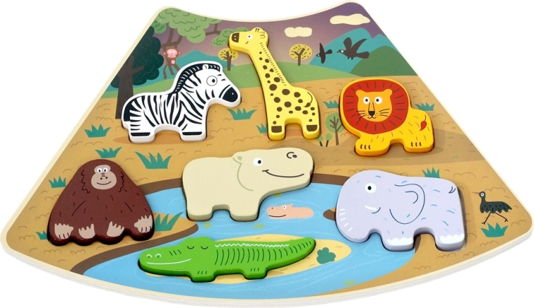2Kids Toys Verbindbares Holzpuzzle Safari