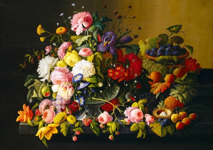 Bluebird Puzzle Stillleben mit Blumen und Obst 1000 Teile