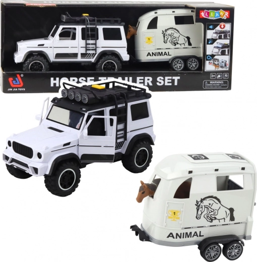 Geländewagen mit Pferdeanhänger mit Licht und Sound