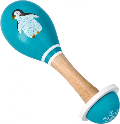 Holz-Marakas mit Pinguin für Kinder