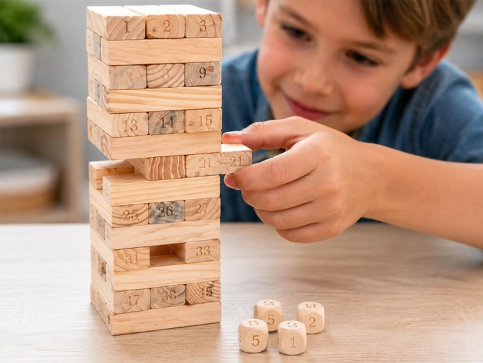 Natürliches Holz und Geschicklichkeitsherausforderung für die ganze Familie