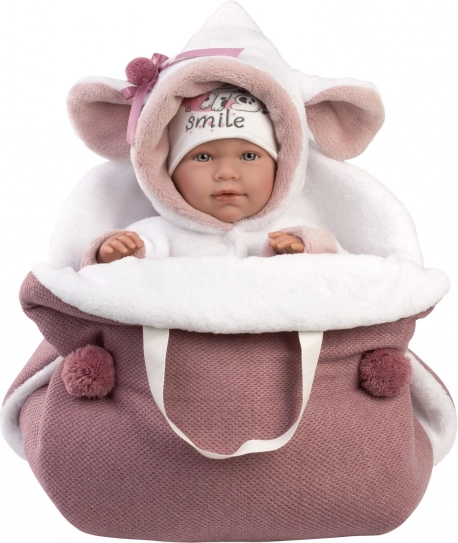 Llorens 74048 NEW BORN – realistische Babypuppe mit Geräuschen und weichem Stoffkörper – 42 cm