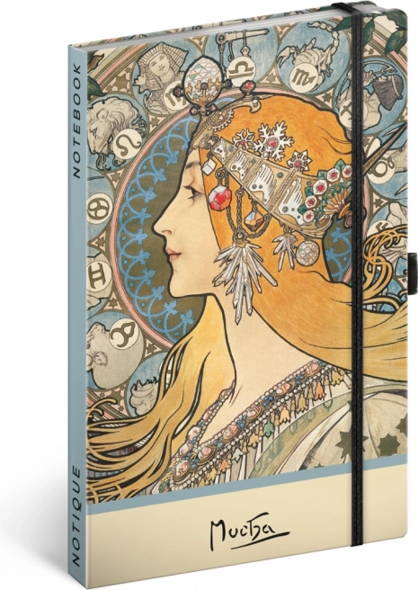 Notizbuch Alfons Mucha – Zodiac, punktiert 13 × 21 cm