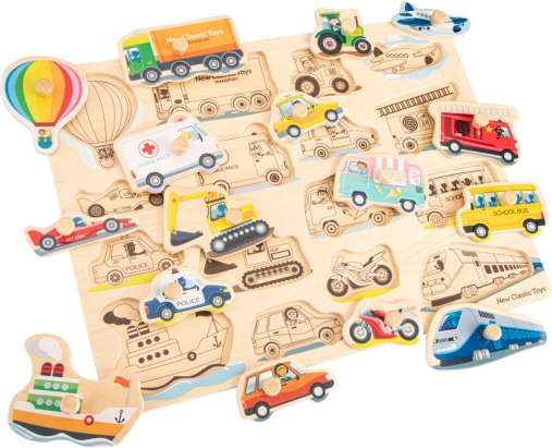 Holzpuzzle mit Verkehrsmitteln