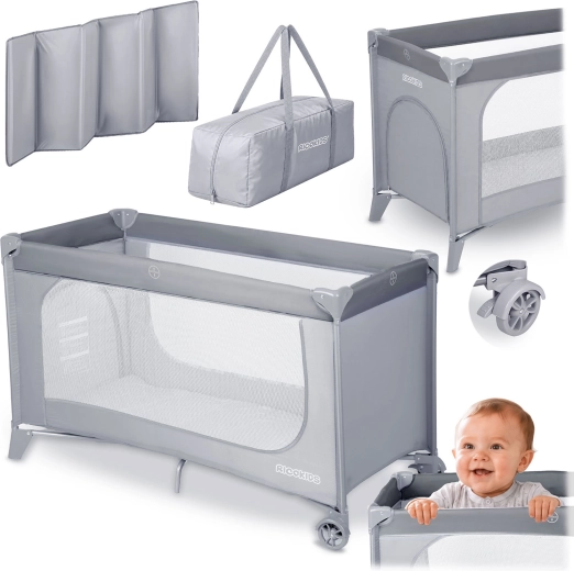 Reisebett Ricokids mit Matratze und Tasche, grau