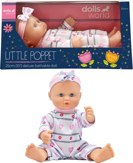 Dolls World Badepuppe Klárka 25 cm mit abnehmbarer Kleidung und Stirnband