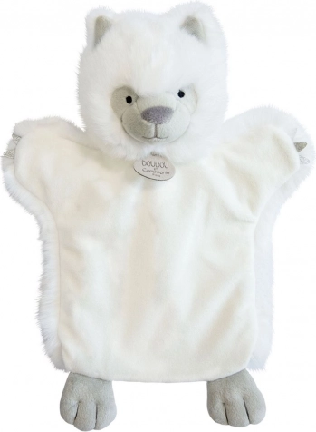 Plüsch-Handpuppe Weißer Wolf 25 cm
