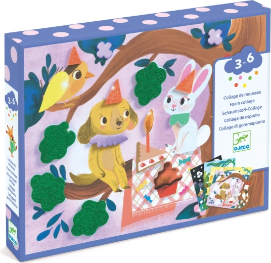 DJECO Schaumstoff-Collage Glitzernde Feiern – Kreativset für Kinder