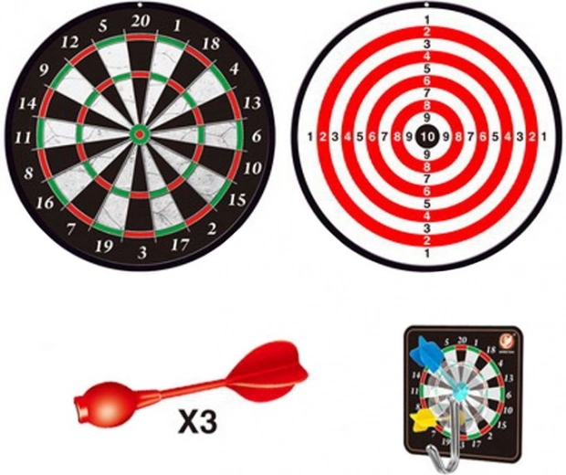 Beidseitige magnetische Dartscheibe 15 cm mit 3 Pfeilen