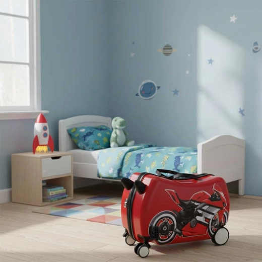 Rutschfahrzeug und Koffer in einem