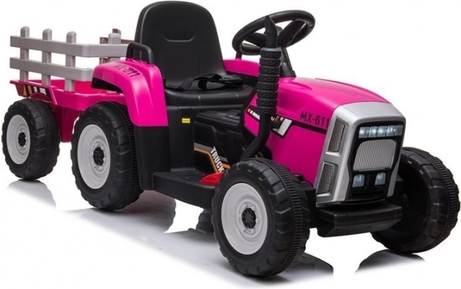 Kindertraktor mit Anhänger auf Akku rosa
