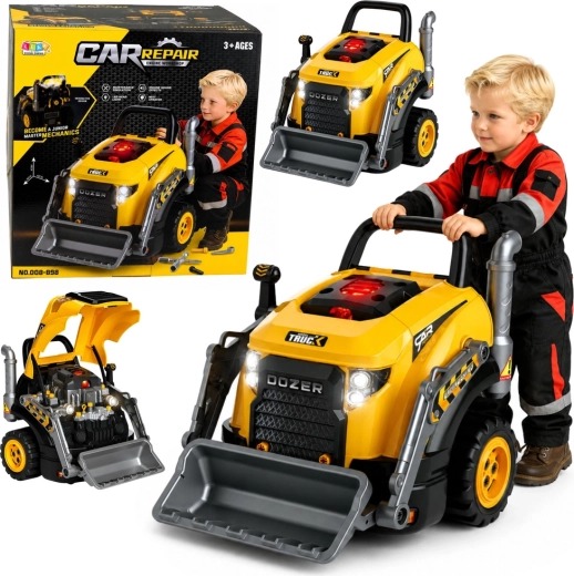 Kinder-Montage-Bulldozer „Kleiner Mechaniker“ mit Lichtern, Sounds und Dampf