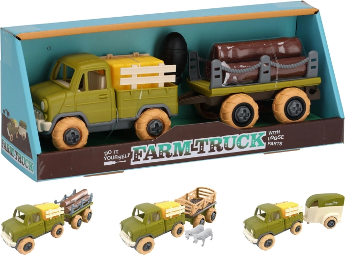 Bauernauto mit Anhänger 26 cm, Kunststoff, Sortimentsmix