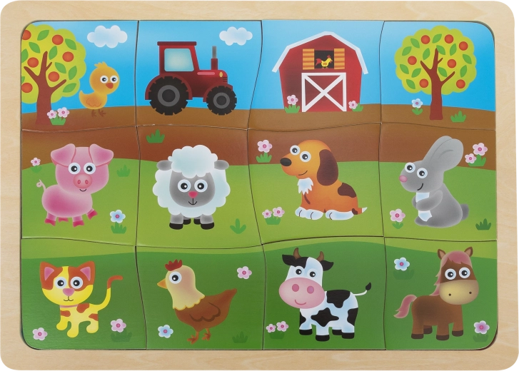 Holzpuzzle für Kinder mit Bauernhoftieren