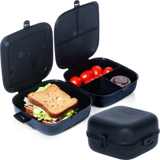 Geteilter Lunchbox 2×700 ml, schwarz