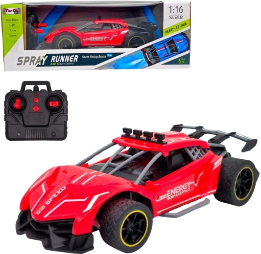 Rotes sportliches RC-Rennauto mit Raucheffekt