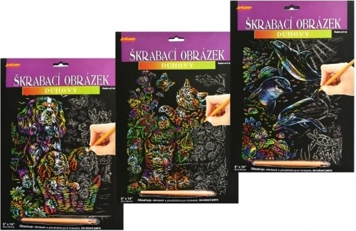 Kratzerbild Regenbogenartigen Hunde 20x25 cm