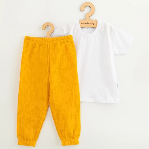 Kinder-Baumwollset aus T-Shirt und Musselinhose New Baby Kindergarten Toffee 116