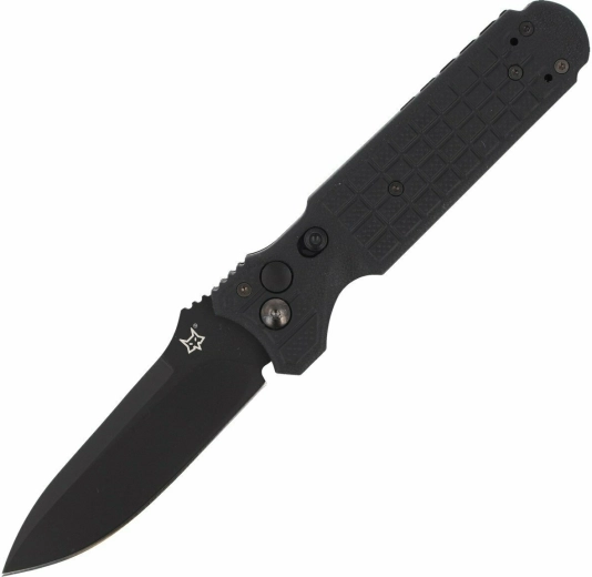 Taktisches automatisches Messer Fox Knives Predator II, 9,5 cm, ganz in Schwarz, FRN