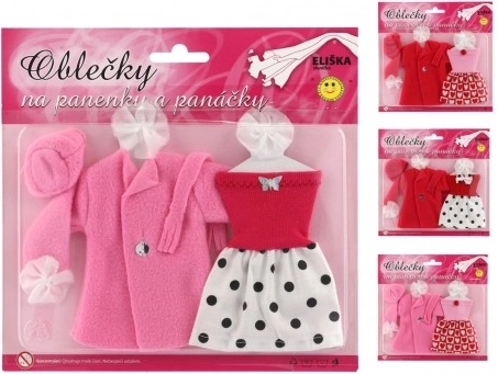 Set Puppenkleidung mit Kleid, Mantel und Mütze