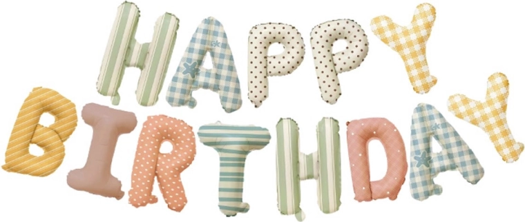 Ballongirlande mit dem Schriftzug Happy Birthday, Länge 4 m