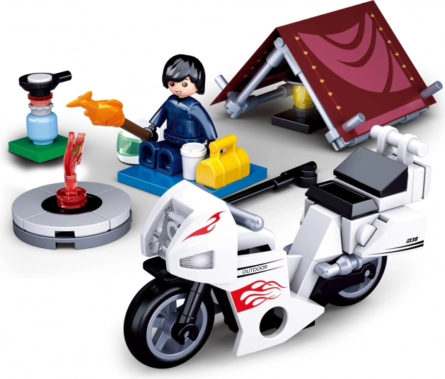 Sluban Town Motorradfahrer im Camp Bauset