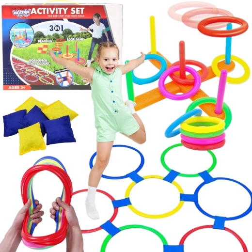 WOOPIE Outdoor-Spielset 3-in-1 mit Serso, Cornhole und Hüpfspiel